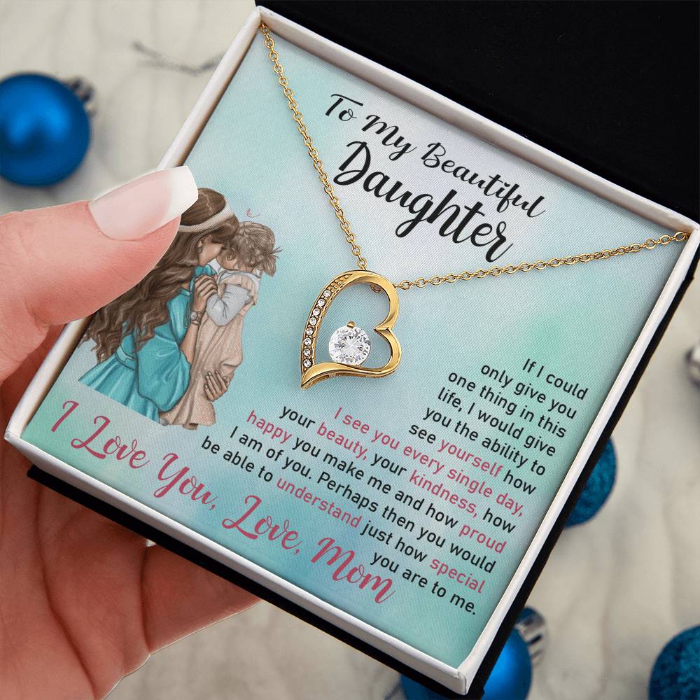 To My Daughter "I Love You" Heart Necklace