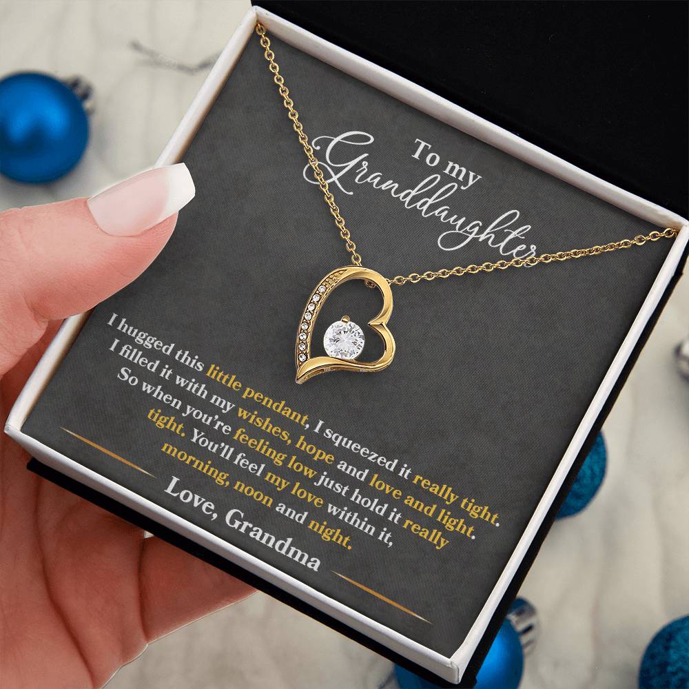 To My Granddaughter "You'll Feel My Love Within This" Heart Necklace