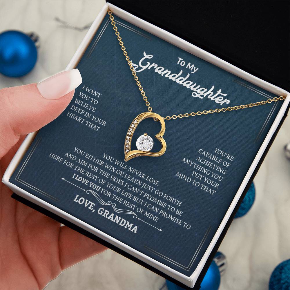 To My Granddaughter "You Will Never Lose" Heart Necklace