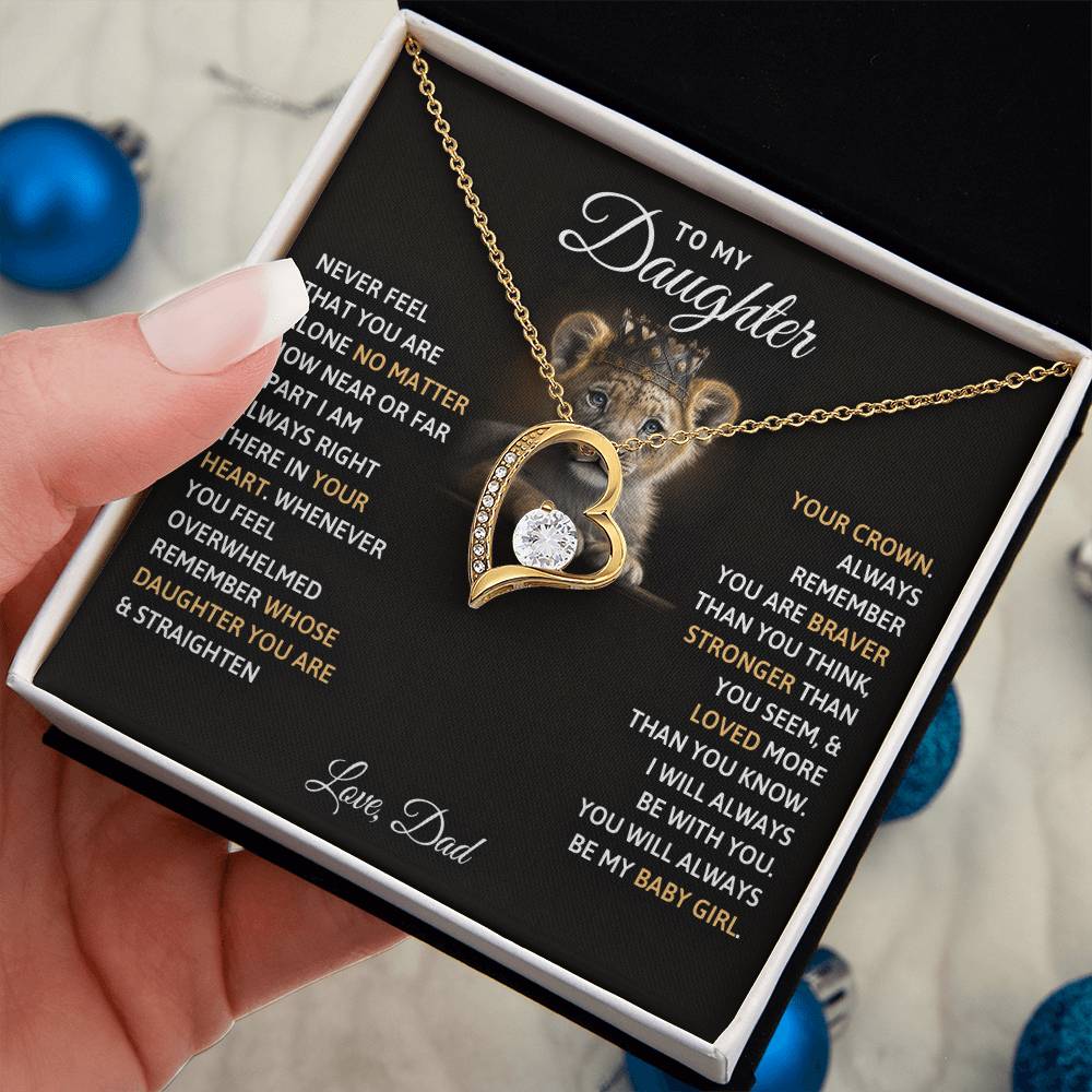 To My Daughter "You Will Always Be My Baby Girl" Heart Necklace