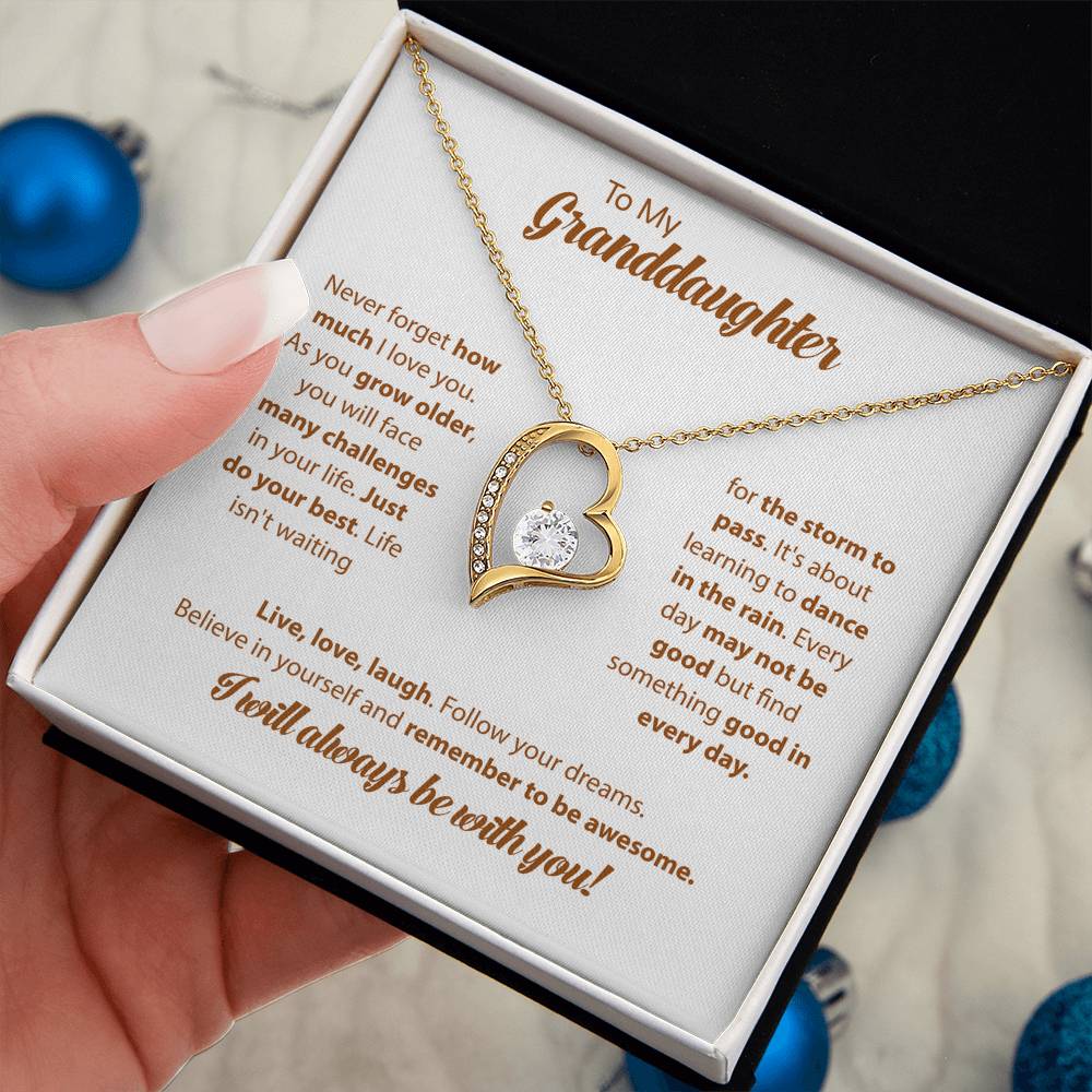 To My Granddaughter "I Will Always Be With You" Heart Necklace