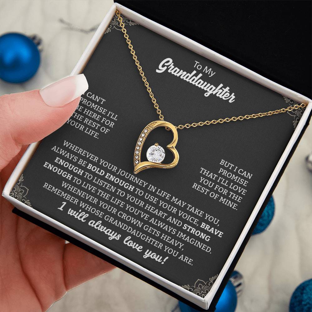 To My Granddaughter "Remember Who's Granddaughter You Are" Heart Necklace