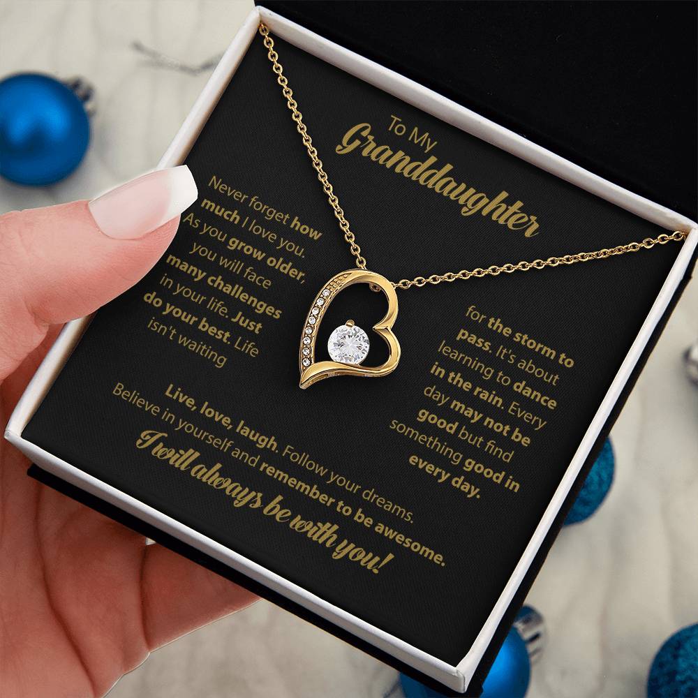 To My Granddaughter "Dance In The Rain" Heart Necklace