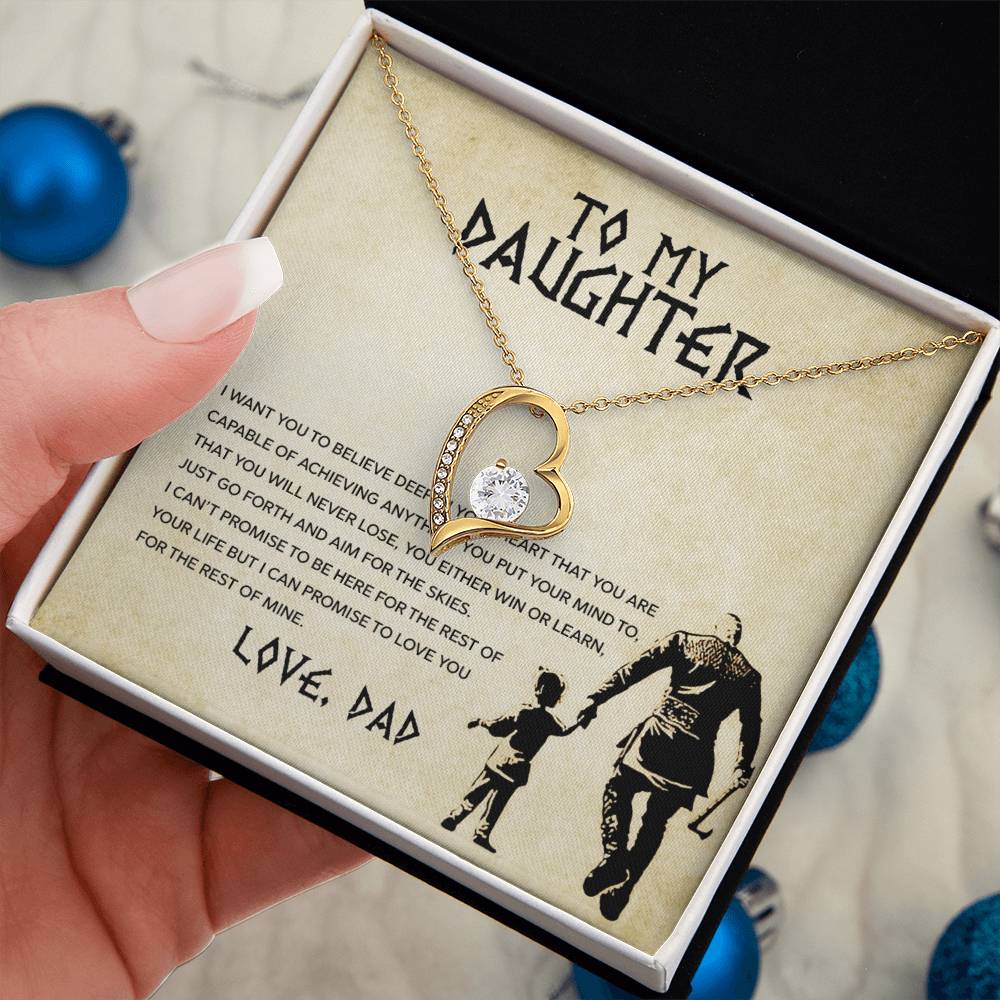 To My Daughter "You Will Never Lose" Heart Necklace