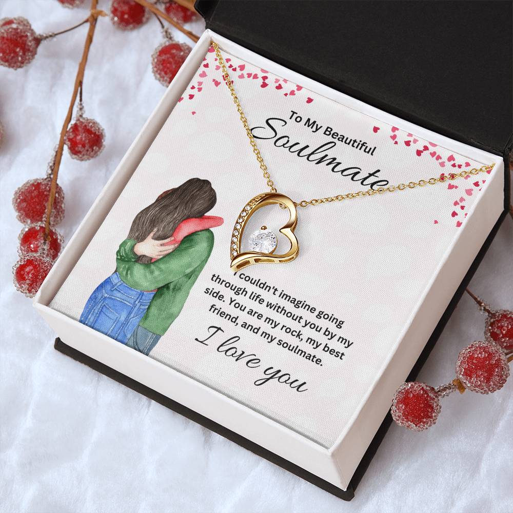 To My Soulmate "You Are My Rock" Heart Necklace
