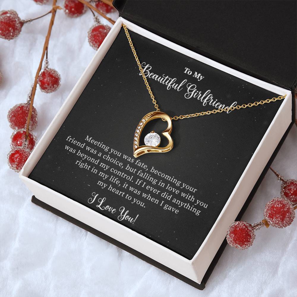 Gift For Girlfriend "Meeting You Was Fate" Heart Necklace