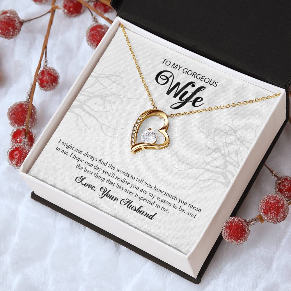 To My Gorgeous Wife "You're The Best" Heart Necklace