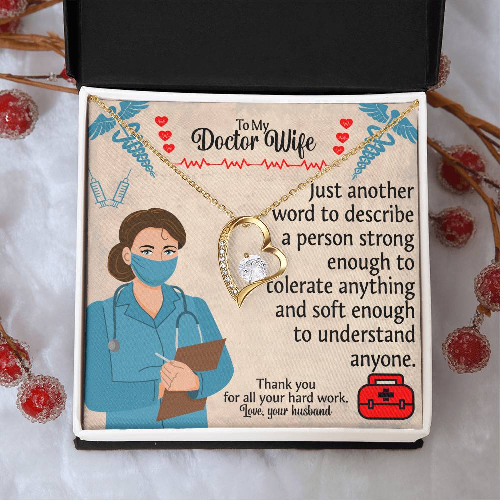 To My Doctor Wife "Thank You" Heart Necklace