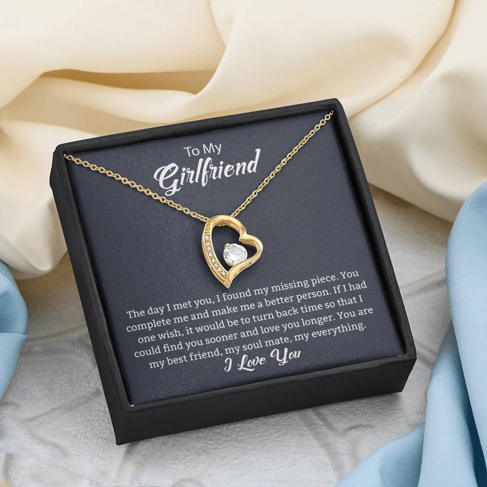 To My Girlfriend "You Complete Me" Heart Necklace