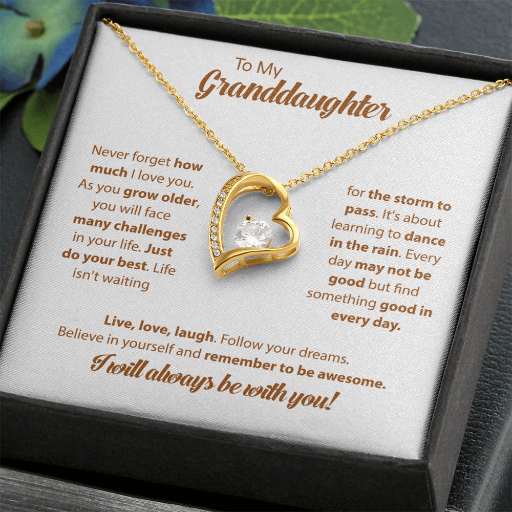 To My Granddaughter "I Will Always Be With You" Heart Necklace