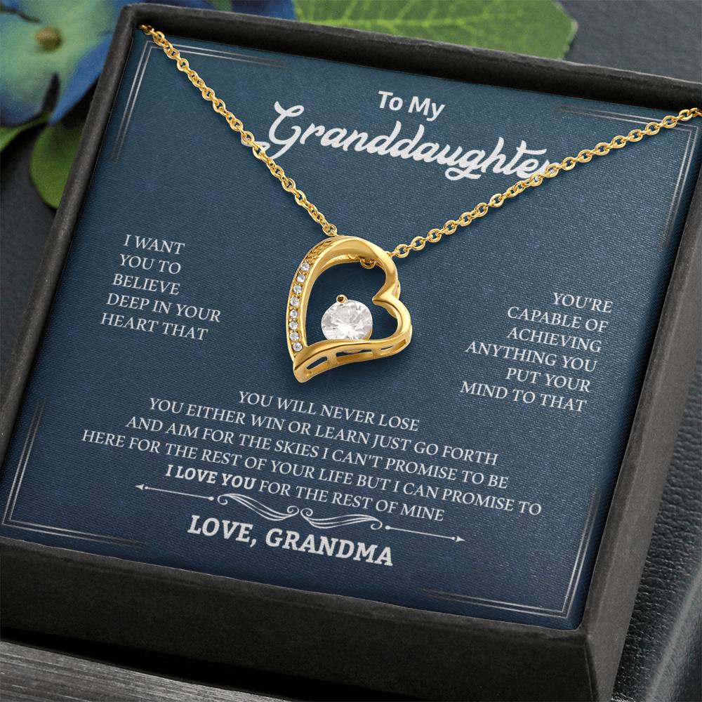 To My Granddaughter "You Will Never Lose" Heart Necklace