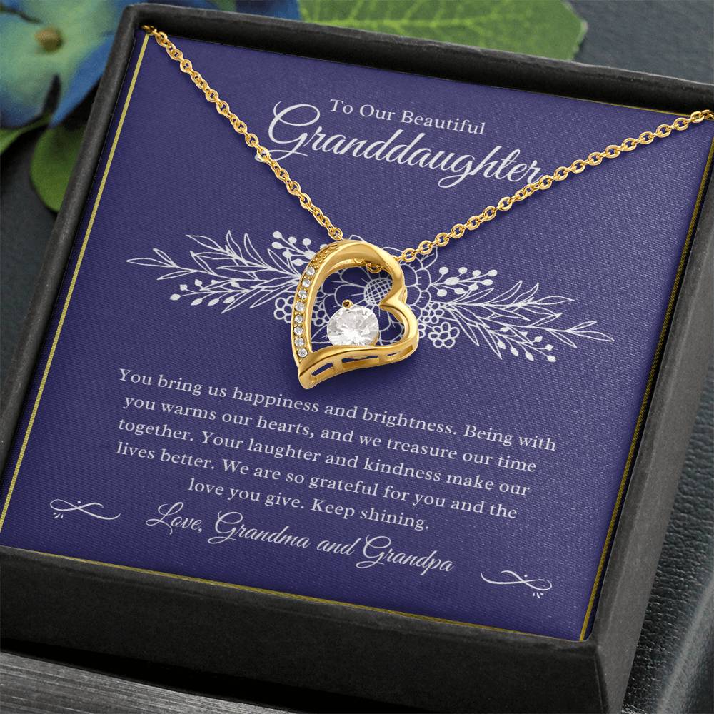 Gift For Granddaughter "You Bring Us Happiness" Heart Necklace