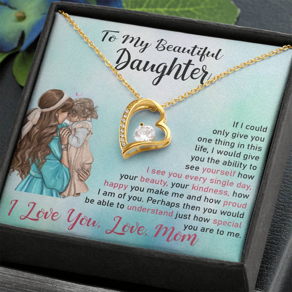 To My Daughter "I Love You" Heart Necklace