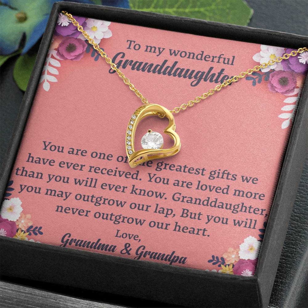 To My Granddaughter "You Will Never Outgrow Our Heart" Necklace