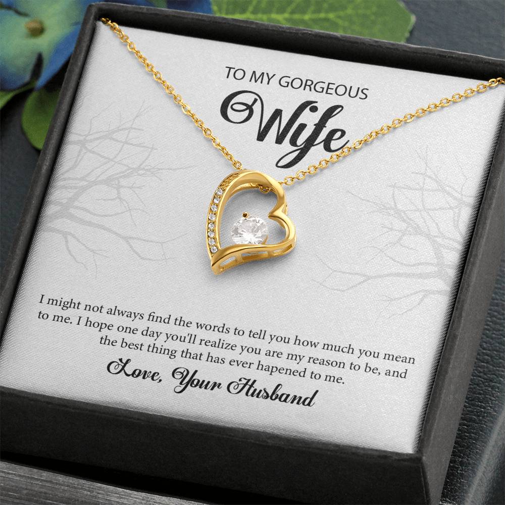 To My Gorgeous Wife "You're The Best" Heart Necklace