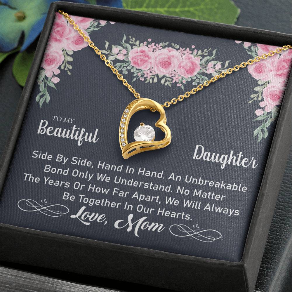 To My Daughter "An Unbreakable Bond" Heart Necklace