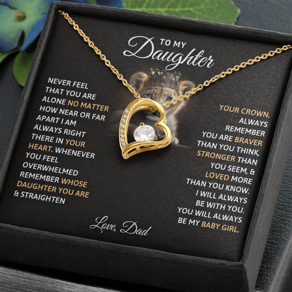 To My Daughter "You Will Always Be My Baby Girl" Heart Necklace