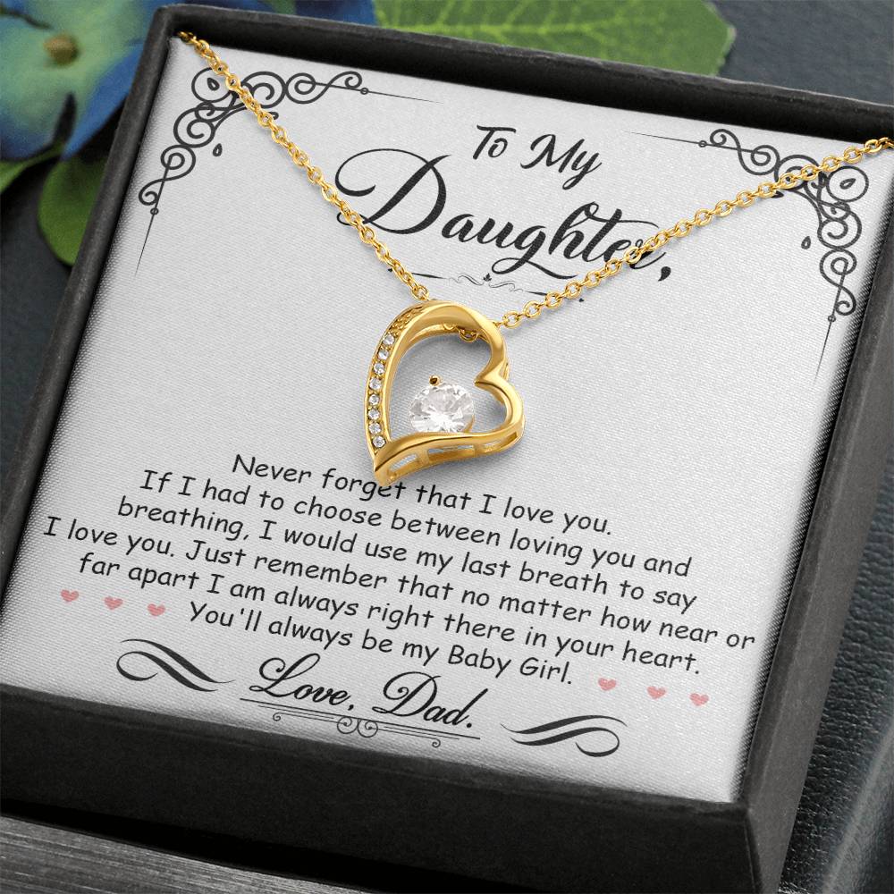 To My Daughter "I'm Always Right Here In Your Heart" Necklace