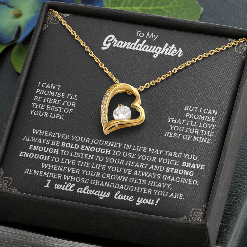 To My Granddaughter "Remember Who's Granddaughter You Are" Heart Necklace