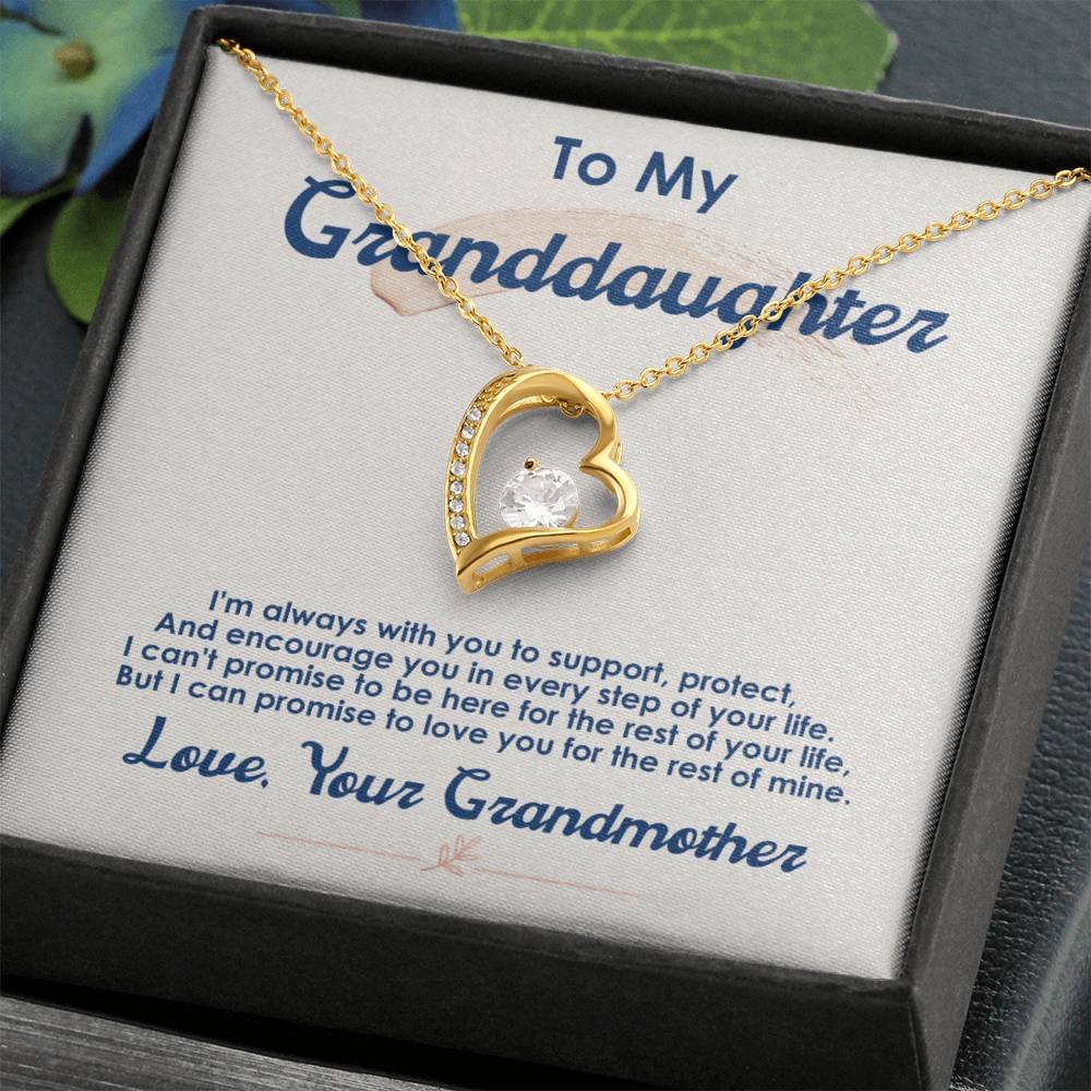 To My Granddaughter "I Love You For The Rest Of My Life" Heart Necklace