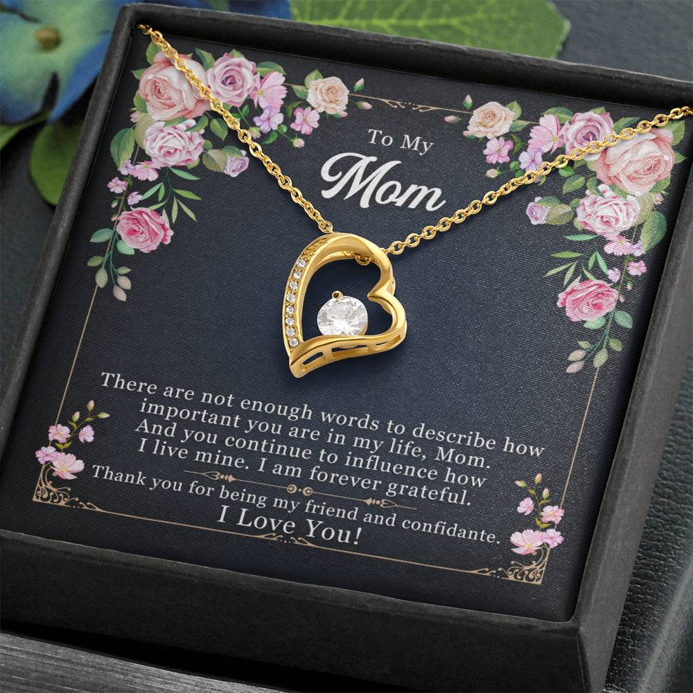To My Mom "Thank You For Being My Friend" Heart Necklace