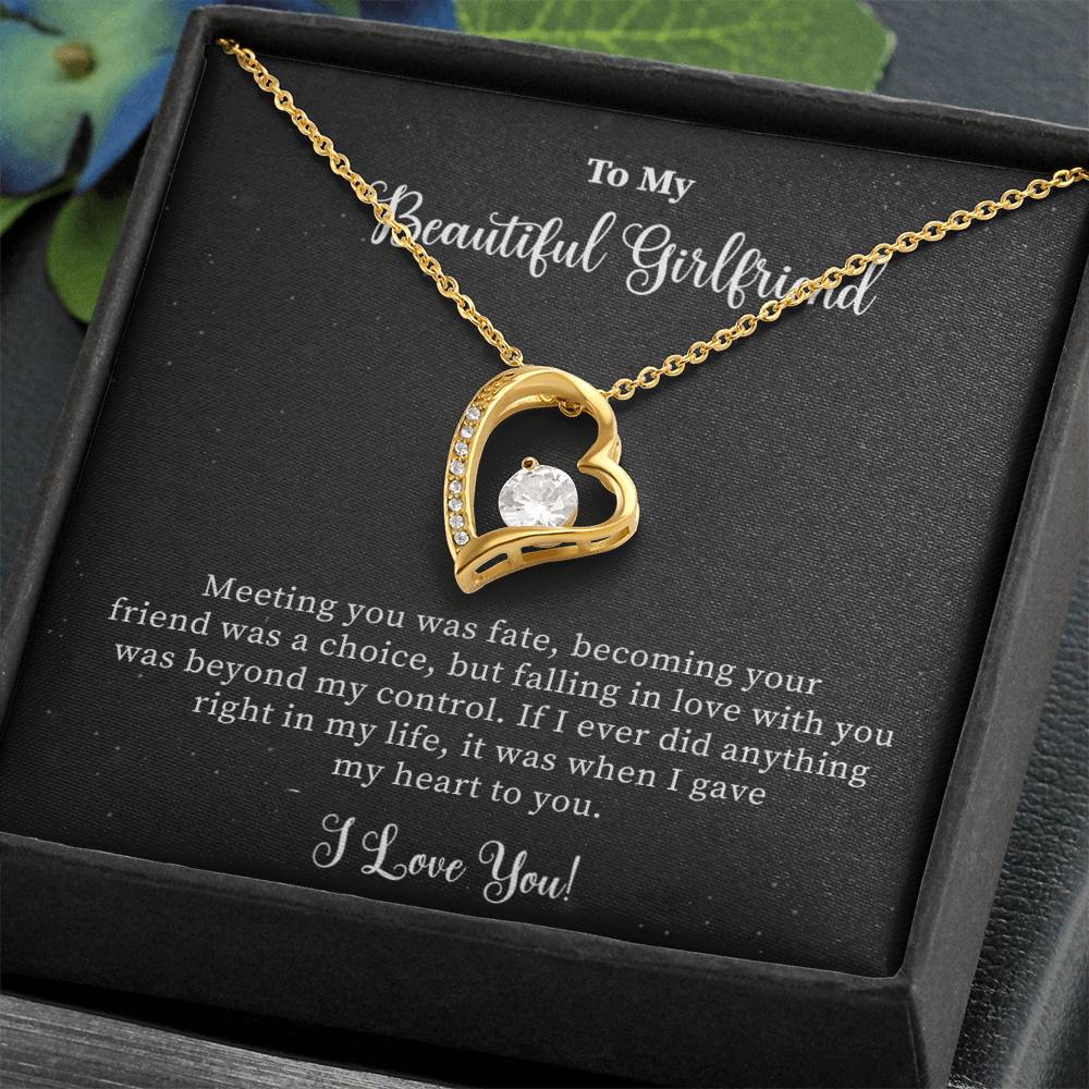 Gift For Girlfriend "Meeting You Was Fate" Heart Necklace