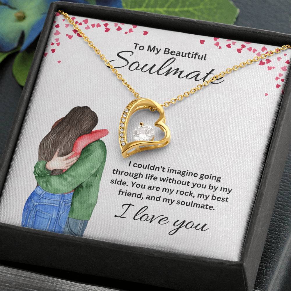 To My Soulmate "You Are My Rock" Heart Necklace