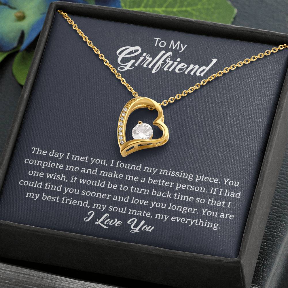 To My Girlfriend "You Complete Me" Heart Necklace