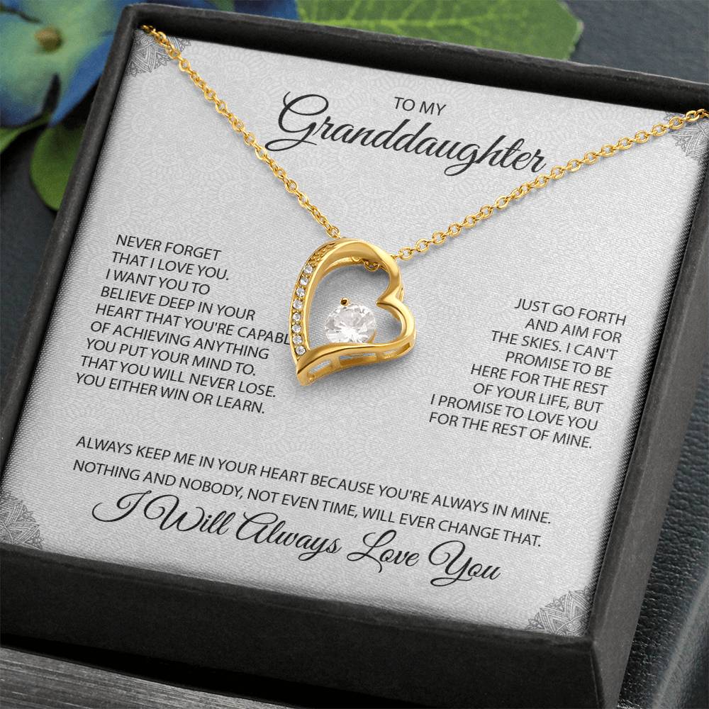 To My Granddaughter "You're Always In My Heart" Necklace