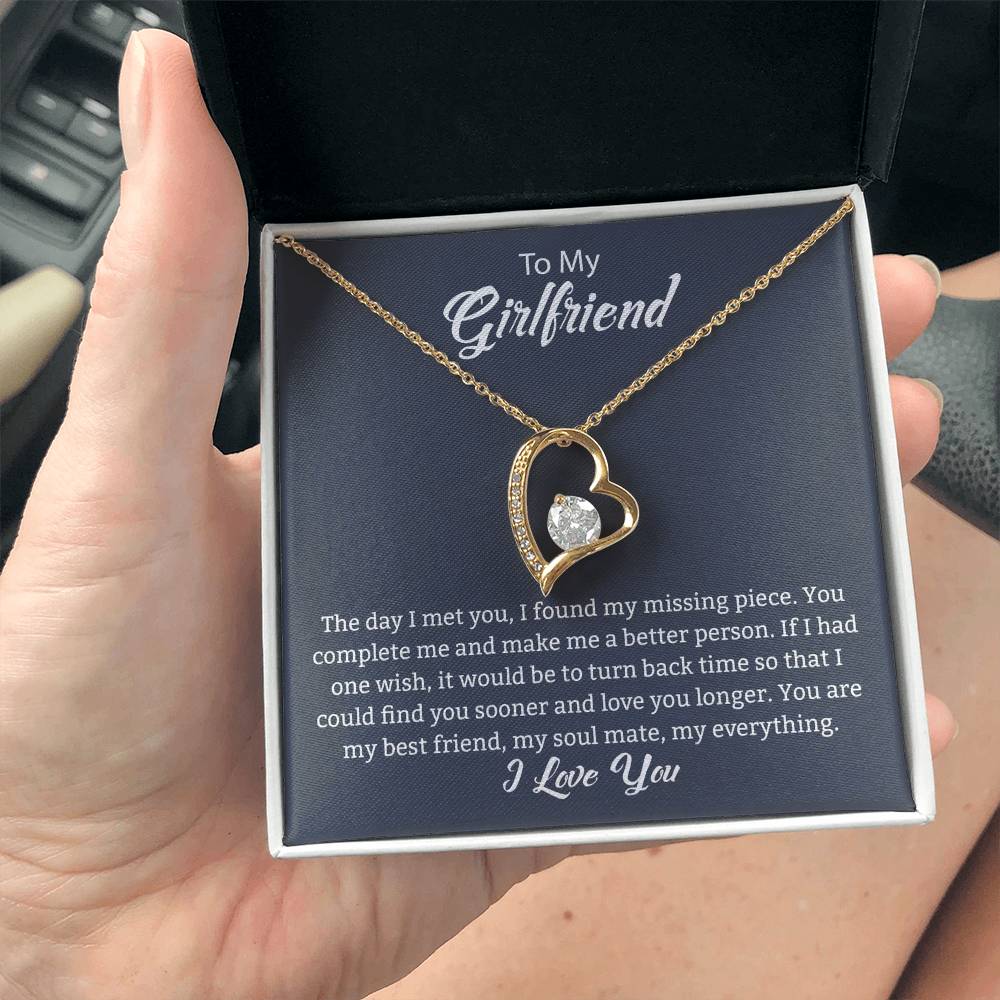 To My Girlfriend "You Complete Me" Heart Necklace