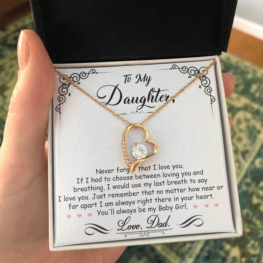 To My Daughter "I'm Always Right Here In Your Heart" Necklace