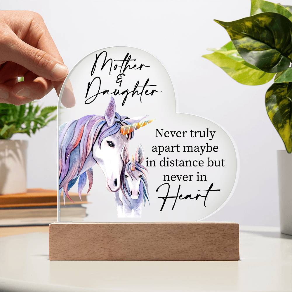 Gift For Mother or Daughter "Never Truly Apart" Heart Acrylic Plaque