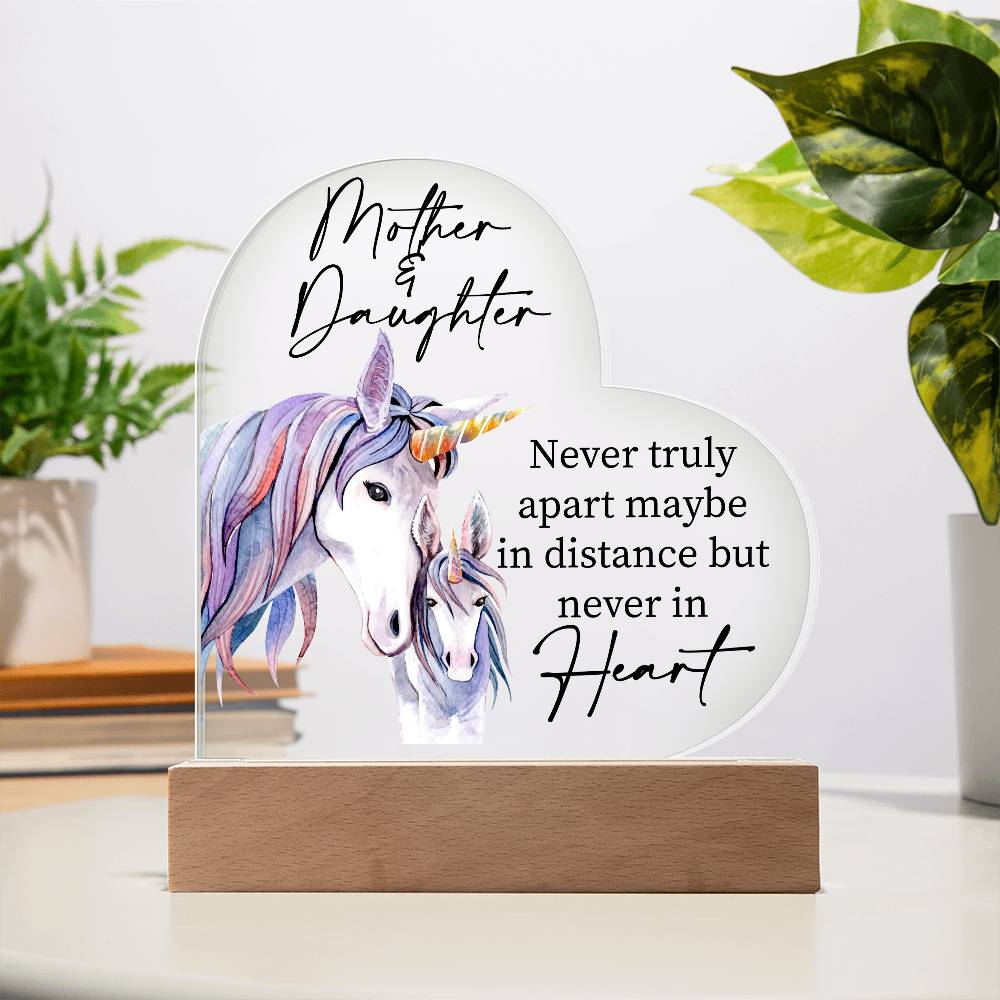 Gift For Mother or Daughter "Never Truly Apart" Heart Acrylic Plaque