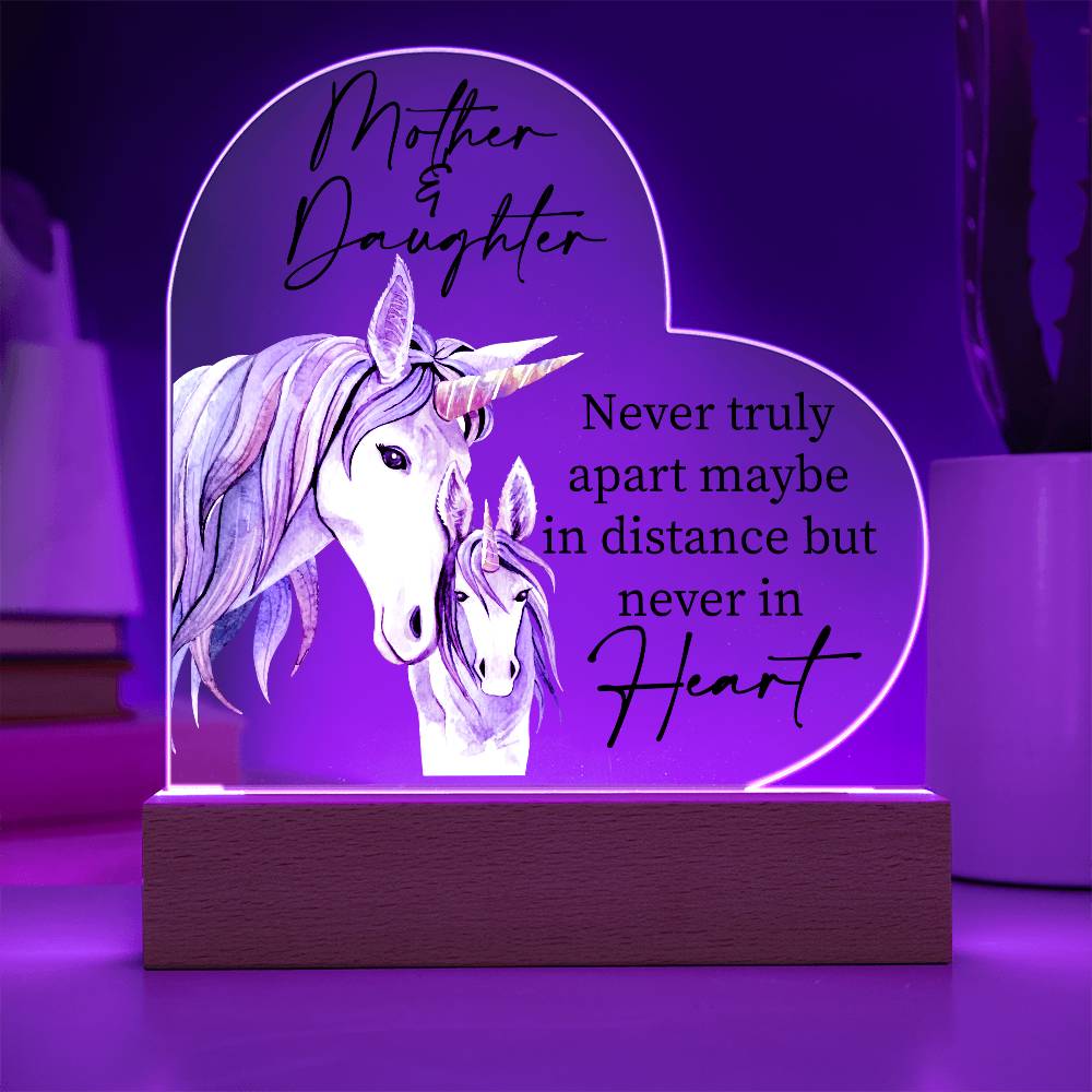 Gift For Mother or Daughter "Never Truly Apart" Heart Acrylic Plaque
