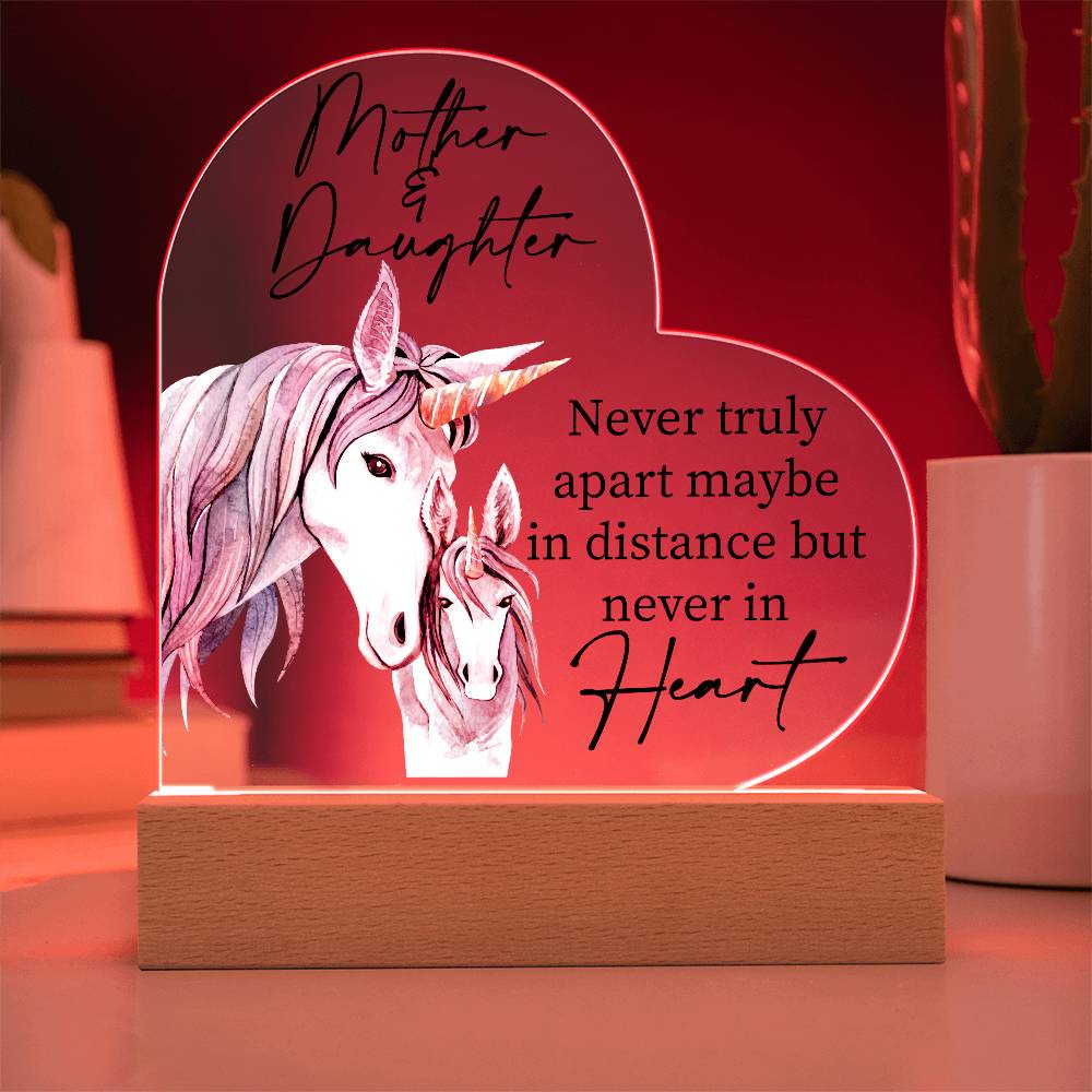 Gift For Mother or Daughter "Never Truly Apart" Heart Acrylic Plaque