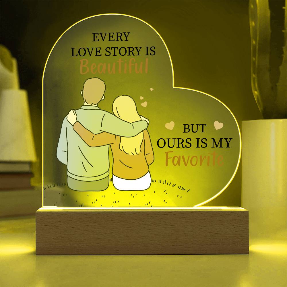 Gift For Wife or Girlfriend - Favorite Love Story Printed Heart Acrylic Plaque