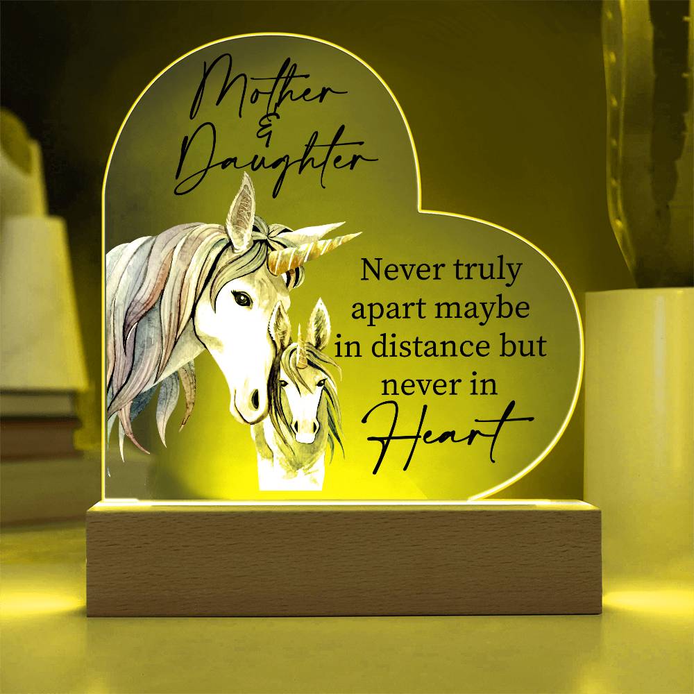 Gift For Mother or Daughter "Never Truly Apart" Heart Acrylic Plaque