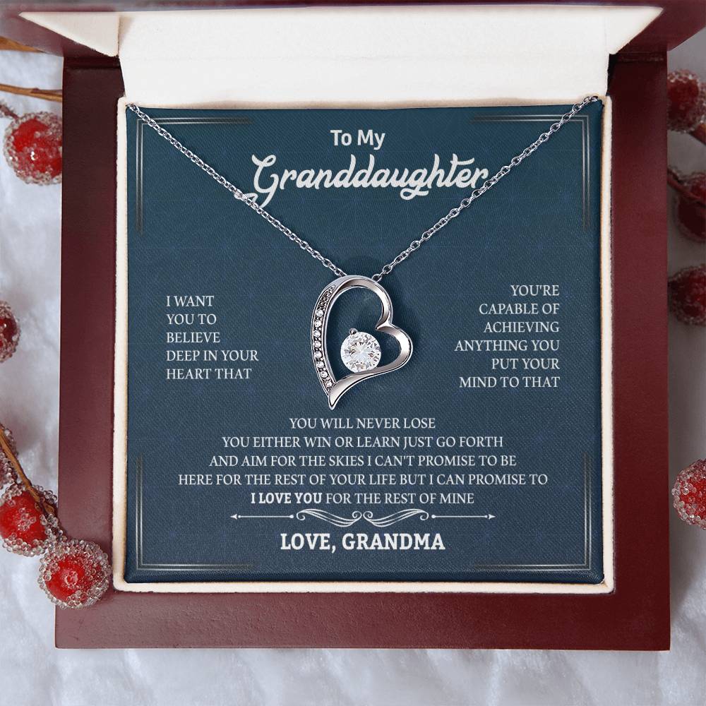 To My Granddaughter "You Will Never Lose" Heart Necklace