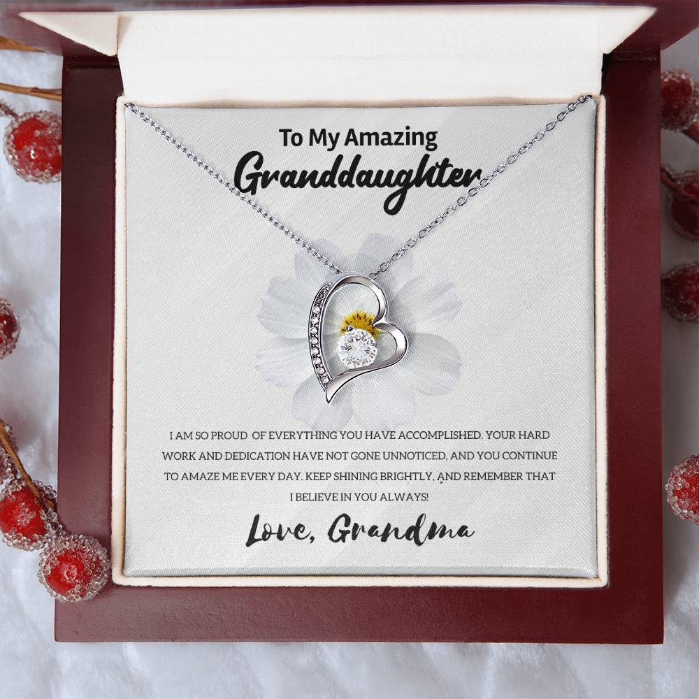 Gift For Granddaughter "Keep Shining Brightly" Heart Necklace