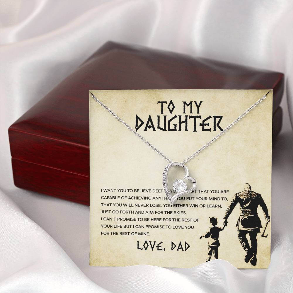 To My Daughter "You Will Never Lose" Heart Necklace