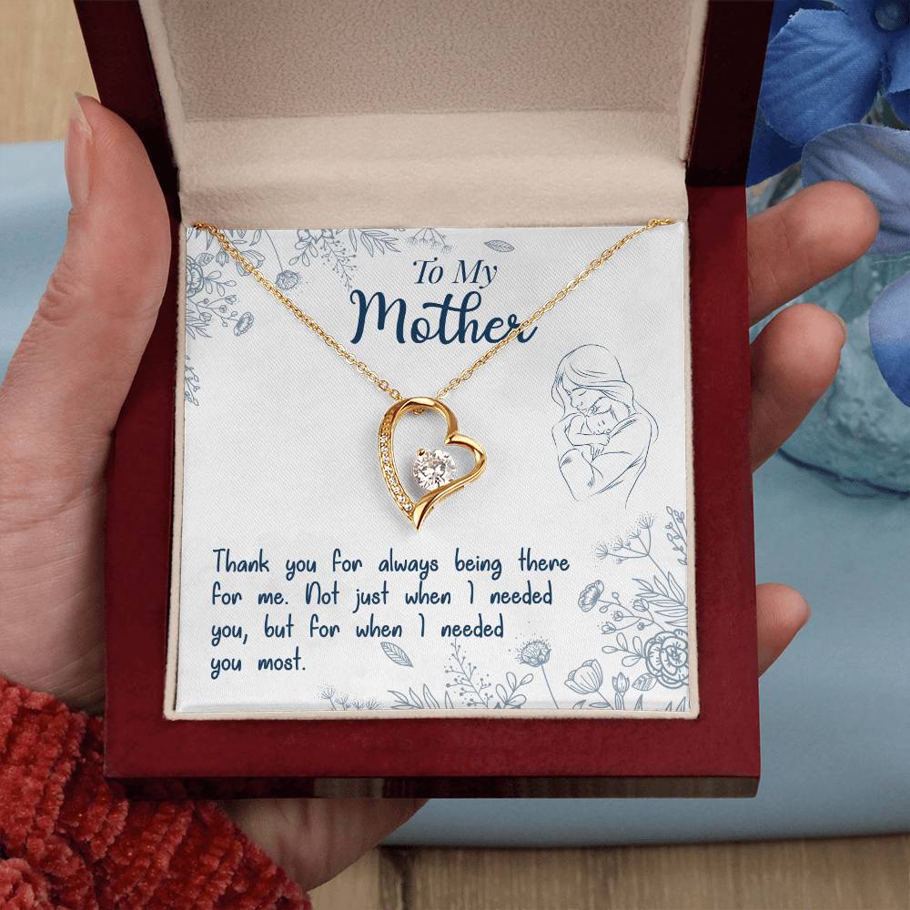 To My Mother "Thank You For Always Being There" Heart Necklace