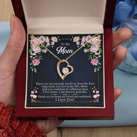 To My Mom "Thank You For Being My Friend" Heart Necklace