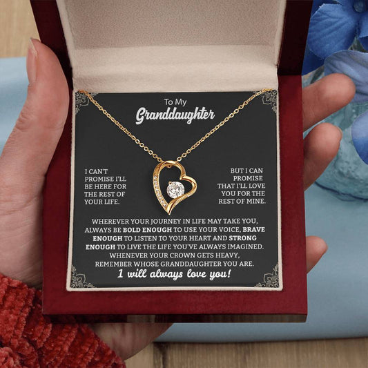 To My Granddaughter "Remember Who's Granddaughter You Are" Heart Necklace