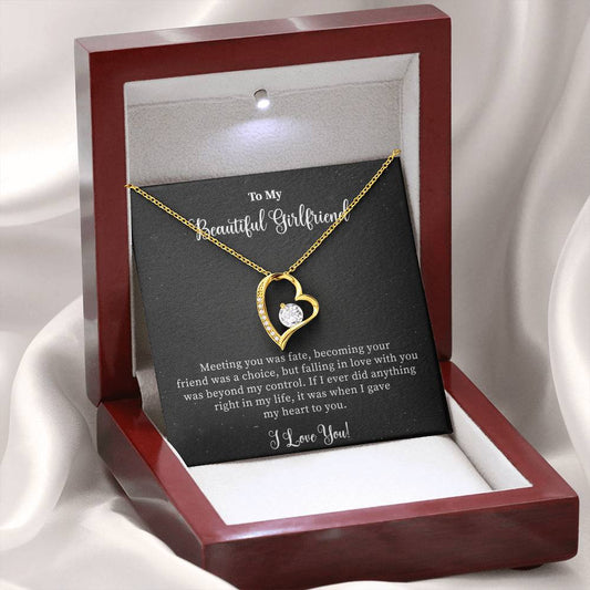 Gift For Girlfriend "Meeting You Was Fate" Heart Necklace