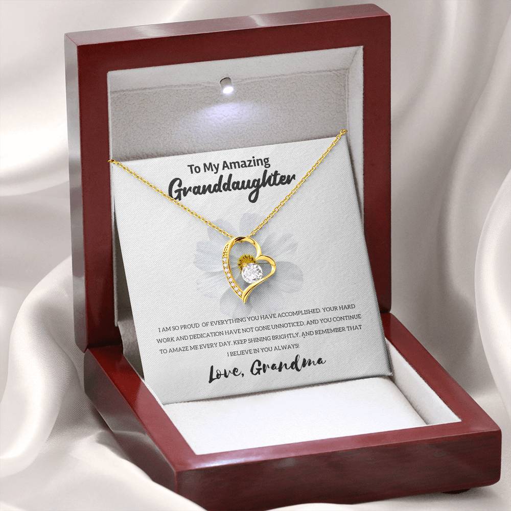 Gift For Granddaughter "Keep Shining Brightly" Heart Necklace