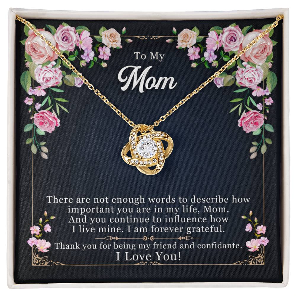 To My Mom "Thank You For Being My Friend" Knot Necklace