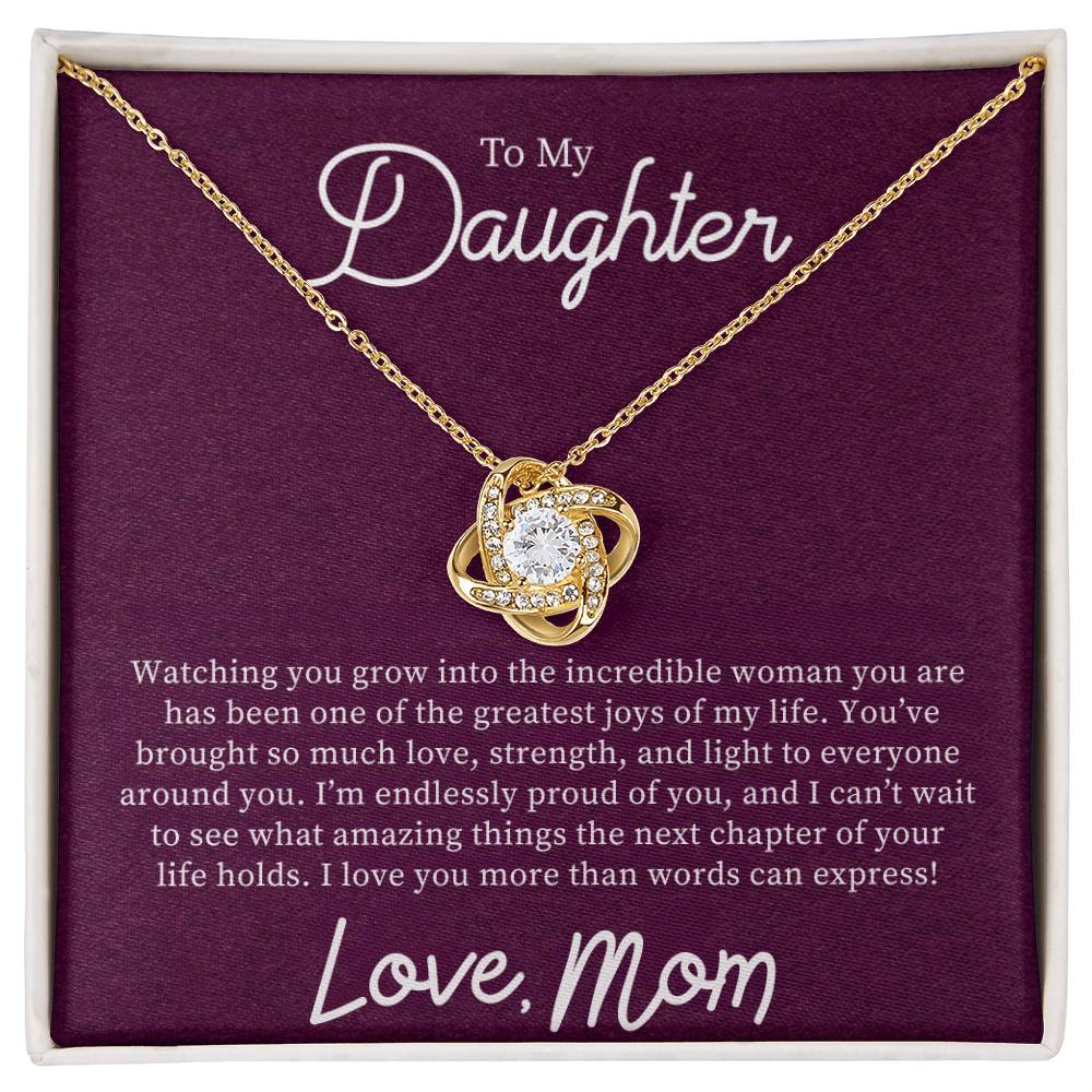 To My Daughter "I'm Endlessly Proud Of You" Knot Necklace