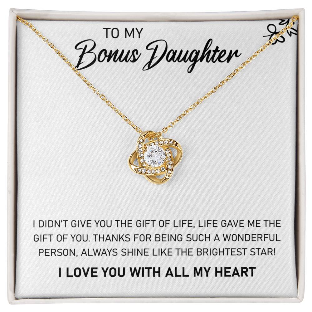 To My Bonus Daughter "Always Shine Like The Brightest Star" Knot Necklace