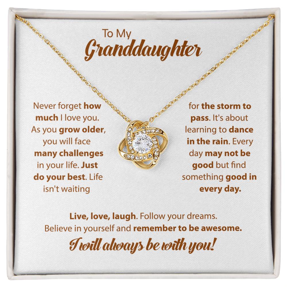 To My Granddaughter "I Will Always Be With You" Knot Necklace