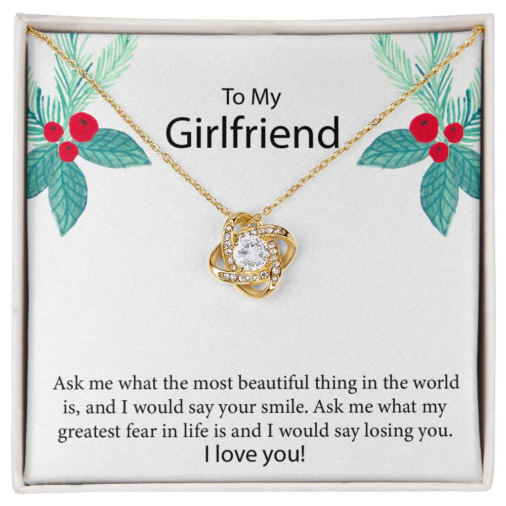 To My Girlfriend "The Most Beautiful Thing In The World" Knot Necklace